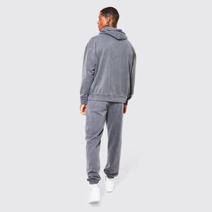 Conjunto Deportivo de Felpa Personalizado, Ropa Deportiva Urbana, Elástica, con Logotipo, Lavado Ácido, 100% Algodón, Vintage, de Dos Piezas, con Capucha, para Invierno - Product Image 2