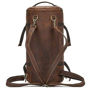 Vintage Genuine Leather Gym <b>Backpack</b> <b>Large</b> Capacity Retro Duffle Bag Zipper Shoulder Luggage for Travel Daily Use - Product Image 4