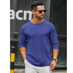 T-shirt à manches longues en coton pour homme, col rond basique, personnalisable avec logo, vêtements vierges, fournisseur en gros - Product Image 3