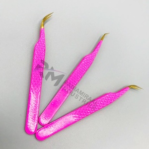 Pince à épiler pour extensions de cils en acier inoxydable durable, pointe en or plaqué or rose de qualité supérieure RMI, personnalisée - Product Image 2