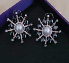 ต่างหูแบบติดหูทรงโบราณประดับเพชรซิร์คอน ชุบเงินคุณภาพพรีเมียม ดีไซน์สวยงามโดดเด่น ของขวัญสุดเก๋สำหรับผู้หญิง - Product Image 2