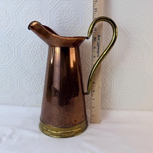 Vintage Copper Water <b>Jug</b> With Brass Handle And Base For <b>Drinks</b> Party Use 10–12.9 In Height Durable Metal Pitcher - Product Image 6