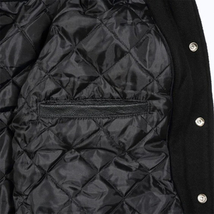 Chaqueta Universitaria de Manga Larga Estilo Urbano para Hombre con Frente de Cuero Genuino, Lana Transpirable y Logotipo Personalizado - para Verano e Invierno - Product Image 3