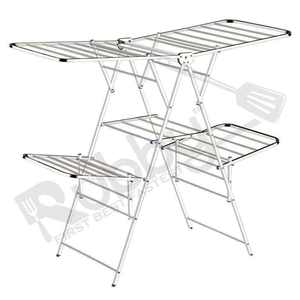 Séchoir à linge en acier inoxydable en forme de papillon, support portable multi-niveaux, Hari Krushna, support de sol robuste pour cuisine - Product Image 2
