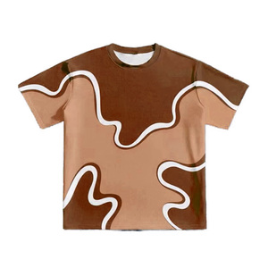 T-shirt pour homme à imprimé abstrait bleu fluide, coutures renforcées, haute durabilité, décontracté, manches courtes, streetwear - Product Image 6
