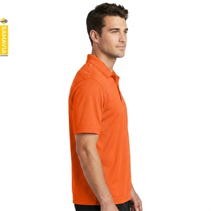 SAMAVIA Men's <b>Orange</b> Short Sleeve <b>Polo</b> Shirt Breathable Pique Knitted Casual Solid Color Regular Fit RTP Manufacturer - Product Image 3