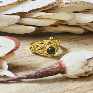 Fast Moving Vintage <b>Labradorite</b> Brass <b>Ring</b> 18k Gold Plated Boho Vine Celtic Tribal <b>Ring</b> Statement Wholesale Handmade Womens <b>Ring</b> - Product Image 3