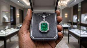 Collar Gargantilla Estilo Europeo con Corte Esmeralda Ortodoxo, Plata de Ley 925, Regalo de Compromiso, Lujoso para Fiestas, Cadena con Colgante - Product Image 4