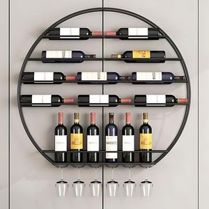 Modern <b>Wall</b> Mounted Metal <b>Wine</b> <b>Rack</b> Storage Shelf Style <b>Wine</b> Bottle Holder for Home And Bar - Product Image 2