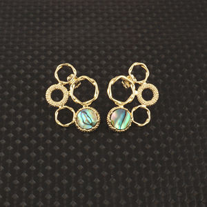 ต่างหูแฟชั่นผู้หญิง ต่างหูเปลือกหอยมุกธรรมชาติทรงเรขาคณิต ต่างหูแบบห้อยชุบทอง ดีไซน์เนอร์ ต่างหูทรงกลมแบบห้อย - Product Image 4