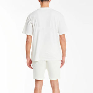 Ensemble t-shirt et short blancs pour homme, coupe décontractée, ensemble assorti décontracté d'été, tenue légère et respirante en coton et polyester - Product Image 2