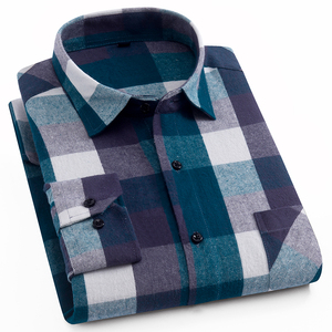Custom Logo Factory Wholesale Comfortable 100% Cotton Long Sleeve Casual Men <b>Plaid</b> Flannel <b>Shirt</b> - Product Image 5