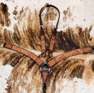 Ensemble de sellerie Sflower Fire Horse en cuir naturel souple, couleur personnalisée, tressage artisanal, comprenant la têtière, la peitorale et les selles - Product Image 1