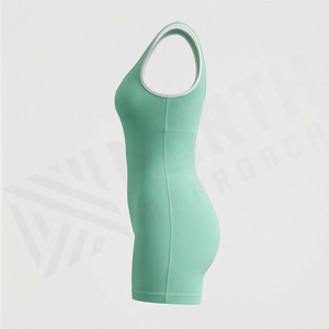 Womens V Neck Yoga <b>Jumpsuit</b> One Piece Sports Shorts Set Open Back Ribbed <b>Bodycon</b> Gym Fitness Tracksuit Workout Apparel - Product Image 3