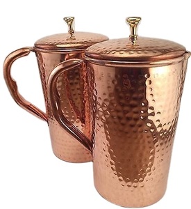 Pichet martelé poli en cuivre brillant avec couvercle Top vente de haute qualité avec pichet à couvercle - Product Image 1