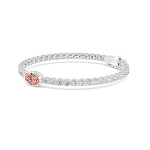 Luminous 9.72 ctw Oval Pink & Round Lab Created Diamond Tennis Bracelet 9K Rose Gold - Product Image 5