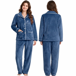 Pijamas de Invierno para Mujer de la Mejor Calidad, Suaves y Cálidos, de Forro Polar, Conjunto de Dos Piezas, Ropa de Dormir de Manga Larga, Conjunto Cómodo para Estar en Casa - Product Image 1
