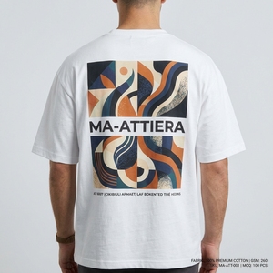 Camiseta de Hombre Blanca con Estampado Gráfico, Cuello Redondo, Manga Corta, 100% Algodón, Corte Holgado, Estilo Urbano - Product Image 2