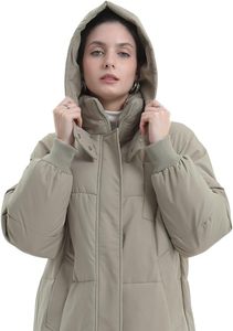 Women's Long Quilted Hooded Winter Coat Solid Color Full Sleeve Thick Polyester Fiber Warm Keeper Zipper Closure - Product Image 4