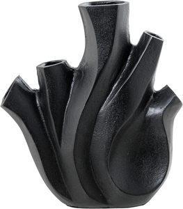 Vase de table moderne en métal noir au design géométrique fait main, forme sculpturale décorative, style sans effort - Product Image 1