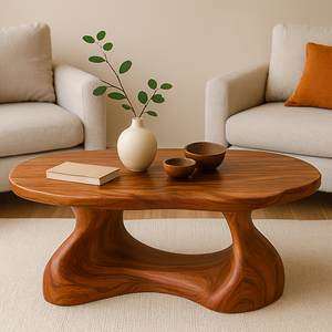 Mesa de Centro Moderna de Madera Maciza con Borde Natural, Hecha a Mano, Duradera y Ecológica para Uso en el Hogar o Hoteles - Product Image 1