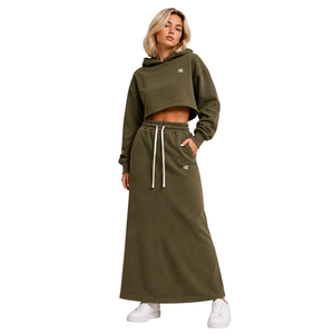 OEM Cropped Hoodie and Custom Length <b>Maxi</b> <b>Skirt</b> Sets Heavyweight Cotton Fleece Two-Piece Streetwear Winter Tracksuits for Women - Product Image 1