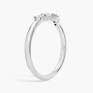 Bague en diamant marquise florale incurvée en or rose - Product Image 3
