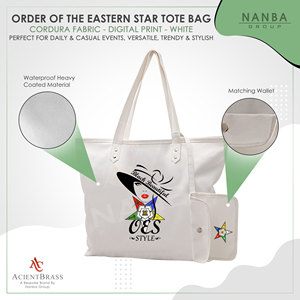 Sac fourre-tout blanc style OES Eastern Star Si-star, élégant et chic, pour les réunions de chapitre Eastern Star - Product Image 3