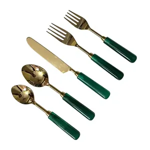 Couverts à succès avec manche en résine, ensemble de couverts dorés, ustensiles de cuisine, qualité supérieure, cuillère, fourchette, couteau - Product Image 1