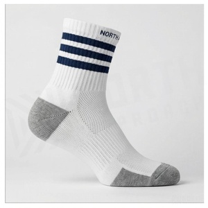 Chaussettes basses blanches North Approach à revers rayé, en coton respirant, pour adultes, décontractées, été - Product Image 3