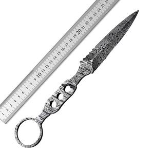Cuchillo de Acero de Damasco Forjado a Mano con Hoja de 3 Pulgadas, Punta Caída, Herramienta para Camping y Caza, Logotipo Personalizado OEM, Ultra Afilado - Product Image 6