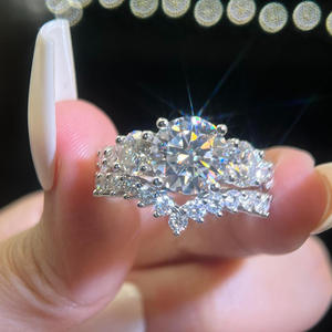 Luxury Round Cut Moissanite Engagement <b>Ring</b> VVS Bridal <b>Ring</b> <b>925</b> Sterling <b>Silver</b> Elegant Wedding Jewelry For Women - Product Image 1