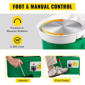 Máquina de Torno de Cerámica Eléctrica de 350W y 28cm con Bandeja para Herramientas de Arcilla DIY, Patas Ajustables y Pedal de Palanca para Cerámica y Esmaltado - Product Image 2