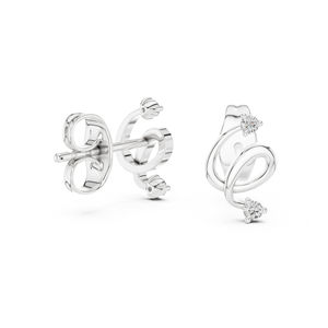 Boucles d'oreilles en or jaune 14 carats avec diamants de laboratoire ronds pour femmes |   Vêtements de bureau |   Nouveau diamant cultivé - Product Image 5