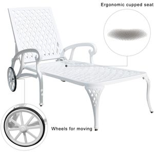 Chaise longue élégante en aluminium blanc, 1 pièce - Product Image 5
