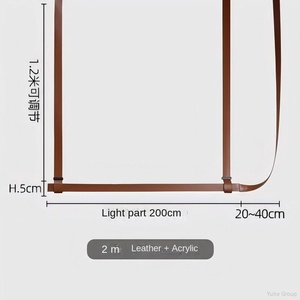 Suspension de plafond décorative moderne minimaliste en forme de ceinture en cuir avec abat-jour en verre à intensité variable Art Déco pour restaurant et salon - Product Image 6