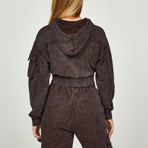 Conjunto de 2 Piezas de Ropa Urbana para Mujer, Estilo Invernal, Hombros Caídos, Transpirable, Pantalones para Otoño, Logotipo Personalizado, 100% Algodón Felpa - Product Image 4
