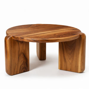 โต๊ะกาแฟทรงกลมไม้สักเกรดส่งออกคุณภาพเยี่ยม สไตล์นอร์ดิก งานแฮนด์เมด ผิวเรียบเนียน สำหรับเฟอร์นิเจอร์วิลล่า ขายส่ง - Product Image 1