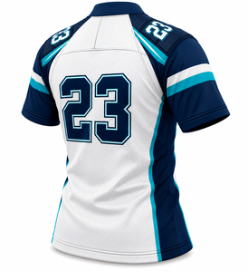 Jersey Personalizado de la Liga de Fútbol Americano para Hombre, Azul Marino con Franjas Verde Azulado en las Mangas, Ropa Deportiva Ligera para el Día del Partido, OEM - Product Image 4