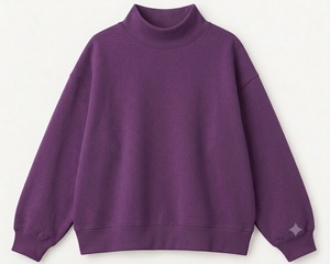 Classic Cotton Women's Oversized Mockneck Sweatshirt Modern Loose Silhouette Casual Fashion <b>Long</b> <b>Sleeve</b> <b>Top</b> - Product Image 1