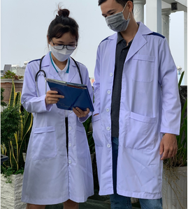 Blouse médicale en jean unisexe personnalisée, blanche, à manches longues, pour hôpital et clinique, détection d'aiguilles, fusion sans couture, OEM ODM - Product Image 4