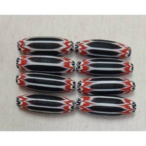 Chevron Glass Trade <b>Beads</b> Blue Red Striped Barrel Millefiori <b>Beads</b> T.A.GLASS BE Brand Opp Bag Packaging for Jewelry Making - Product Image 1