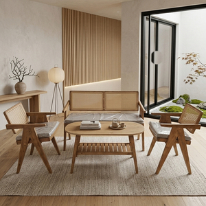 Minimalist <b>Solid</b> Teak Oval Teak Slatted Coffee Table High Quality Natural Finish with Open Shelf for Hotel Lounge Wholesale - Product Image 5