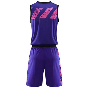 Ensemble de maillots de basket-ball unisexes personnalisés, débardeur sans manches, short, impression sublimée, évacuation de l'humidité, 100% polyester, protection UV - Product Image 2