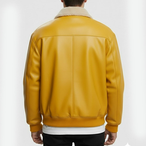 Veste d'hiver personnalisée 2026 pour homme, nouvelle veste en cuir tendance, tissu en toile de haute qualité, tricotée, meilleur design, fermeture éclair haute, hiver - Product Image 2