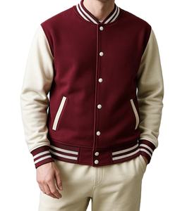 Chaqueta de béisbol vintage personalizada para hombres University College Varsity Kids Bomber Temporada de invierno Tela polar Manga de cuero en blanco - Product Image 1