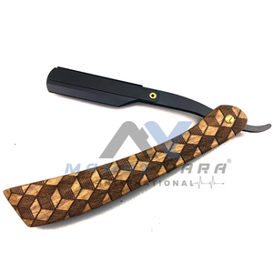 Hot Selling Professional Barber <b>Swing</b> Lock Razor High Quality Stainless Steel Straight Edge Safety Razor with Textured Wooden - Product Image 1
