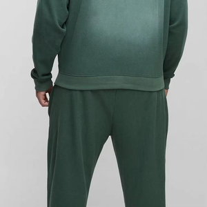 Survêtement d'hiver décontracté pour homme, grande taille, à manches longues et à capuche, couleur unie, effet délavé, respirant, 100% coton, léger, écologique, haute qualité - Product Image 4