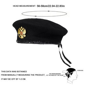 <b>Red</b> <b>Wool</b> Beret With Golden Eagle Emblem Unisex Formal Hat 56-58CM Four Seasons Wear - Product Image 2