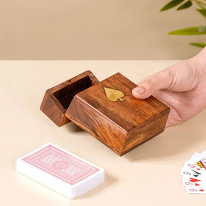 Boîte à cartes en bois avec incrustation de pique en laiton, rectangulaire, décoration intérieure, pour table, durable, style rustique, accessoire de salon - Product Image 2